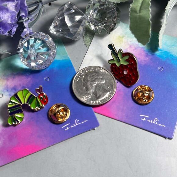 Caterpillar Strawberry Lapel Pin Jewelry Brooch Badge Pin Accessories Gift - Picture 3 of 6